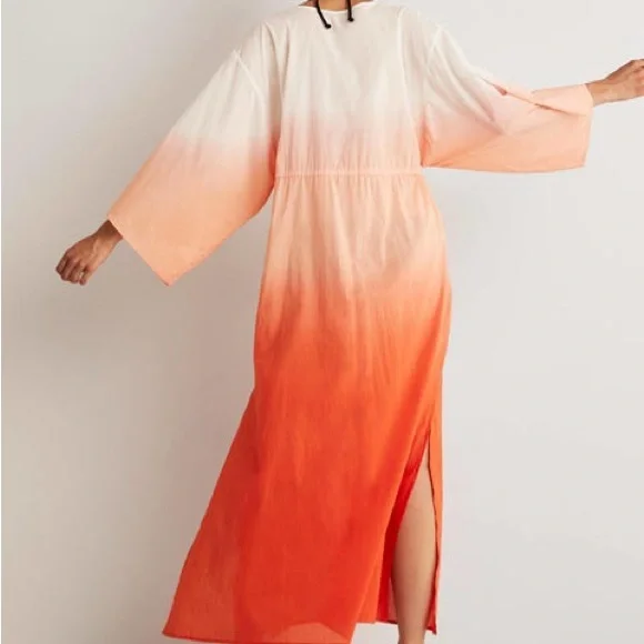 ❌SOLD❌ BODEN Maxi Empire Beach Kaftan Dress Firecracker Dip Dye - Picture 3 of 6